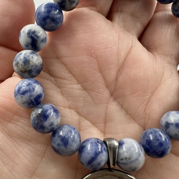 12mm Handmade Round Beaded Stretch Balance Bracelet Sodalite Semiprecious Stone - Picture 3 of 6